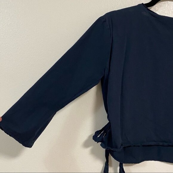 Zara Top women’s Size Small Navy crop Top Blouse - Picture 5 of 10